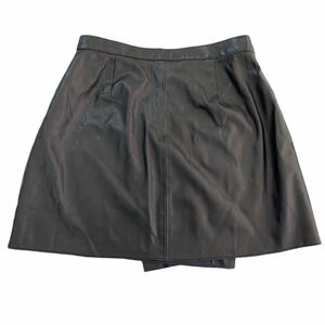 1. State Faux Leather Wrap Black Mini Micro Skirt overlap Trendy